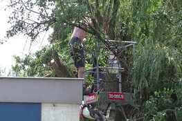 Brandweer red man uit hoogwerker