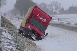 Bestelbus in de sloot door gladheid in Oosthuizen