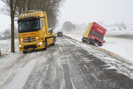Bestelbus in de sloot door gladheid in Oosthuizen