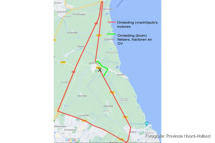 Wethouder Maartje Biermanstraat, Zesstedenweg en N247 in Oosthuizen 14 en 15 oktober dicht