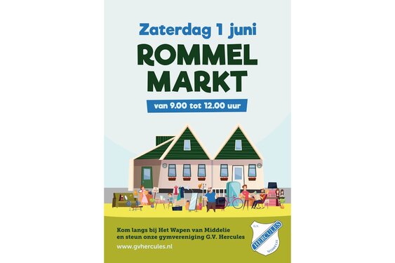 Zaterdag 1 juni rommelmarkt  in Middelie!